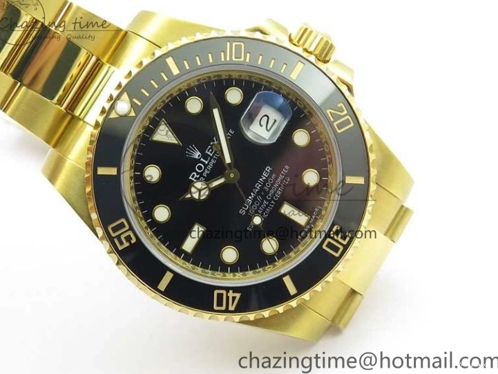 LN A2836 YG Dial Best Edition Wrapped Wrapped Bracelet Submariner Black 116618 D1F YG on 0207